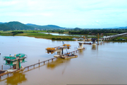 Toàn cảnh cây cầu vượt sông Lam nối liền Nghệ An - Hà Tĩnh trên tuyến cao tốc Bắc - Nam