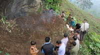 Lễ tảo mộ của người Mông ở Lào Cai, họ hàng, làng xóm ai "ra đồng" thì đều cắp nách một con gà