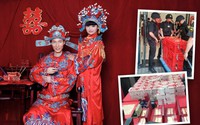 Chú rể dùng xe bọc thép chở tiền và vàng đến đính hôn