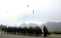 Hợp luyện diễu binh - diễu hành lần cuối, 9 máy bay trực thăng bay trên bầu trời Hà Nội