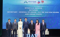 Hoa hậu Nguyễn Thúc Thùy Tiên phát biểu tại đối thoại giữa Tổng thư ký ASEAN với thanh niên ASEAN