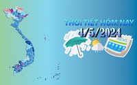 Thời tiết hôm nay 4/5/2024: Bắc Bộ, Bắc Trung Bộ và Tây Nguyên mưa to cục bộ, Nam Bộ có nơi trên 39 độ C