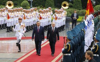 Hình ảnh Chủ tịch nước Tô Lâm chủ trì Lễ đón cấp Nhà nước Tổng thống Nga Putin tại Hà Nội