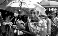 Hàng dài người dân đội mưa chờ đến giờ vào viếng Tổng Bí thư Nguyễn Phú Trọng