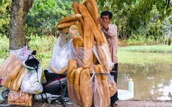 Những chiếc bánh mì khổng lồ to ngang người ở An Giang
