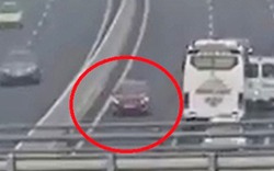 Xe ô tô con "hồn nhiên" chạy ngược chiều, lao vun vút trên cao tốc Hà Nội - Hải Phòng
