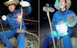 Thanh niên thợ hàn dùng đồ nghề làm đàn đánh nhạc tóe cả lửa