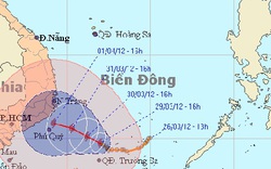 Bão thẳng tiến vào bờ biển Ninh Thuận-Bình Thuận