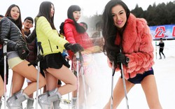 Thiếu nữ TQ hưởng ứng “Ngày không quần” trượt tuyết