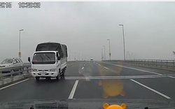 Truy tìm xe tải chạy ngược chiều trên cầu Nhật Tân ngày mùng 1 Tết