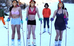 Thiếu nữ diện bikini hóa Tôn Ngộ Không trượt tuyết