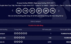 Vietlott ngày 29.1: Chủ nhân thứ 13 giải Jackpot trúng hơn 75 tỷ