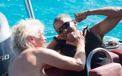 Obama trông cực "ngầu" tranh tài lướt sóng với tỉ phú Anh