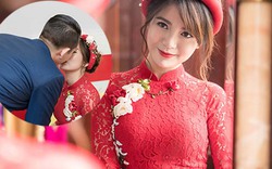 Hot girl MU Tú Linh hôn chồng say đắm trong lễ ăn hỏi