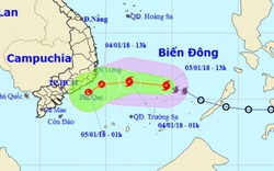 Bão số 1 gió giật cấp 10 tiến thẳng đất liền, cách Phú Yên-Bình Thuận khoảng 330km