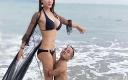 “Chị dâu Võ Tòng” diện bikini đi tắm biển với bạn trai cao 1m