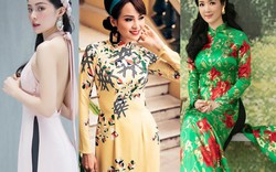 Hạ Vi mặc áo dài hở lưng, sexy lấn át hoa hậu dịp Tết Mậu Tuất