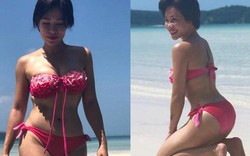 Uyên Linh khoe eo con kiến và vòng 1 căng đầy với bikini ở bãi biển