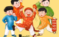 Cầu thủ Việt Nam tưng bừng đón Tết trong loạt tranh chibi đáng yêu