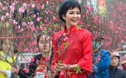 Ảnh: Bắt gặp hoa hậu H'Hen Niê đi chợ hoa đào ở Hà Nội