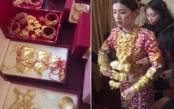 Cô dâu Trung Quốc khoác hơn chục cây vàng trong đám cưới gây xôn xao