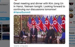 Ông Donald Trump "tweet" về cuộc gặp và bữa ăn tối với ông Kim Jong Un tại Hà Nội