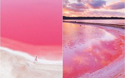 Giật mình phát hiện hồ nước màu hồng duy nhất trên thế giới