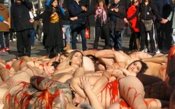 50 phụ nữ khỏa thân biểu tình ở Tây Ban Nha giữa trời giá lạnh