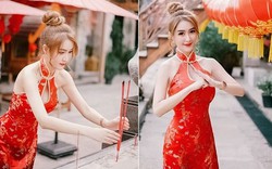 Diện đồ quá hở khi lễ chùa đầu năm, hot girl bị chỉ trích nặng nề