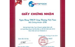 VietinBank nằm trong Top 5 DNNY có hoạt động Quan hệ Nhà đầu tư tốt nhất 2013