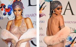 Váy xuyên thấu &#34;phơi&#34; nhũ hoa, quần lọt khe, Rihanna gây sốc trên thảm đỏ