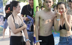 Thiếu nữ Hà thành mặc bikini trượt nước đá giải nhiệt