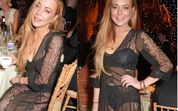 Lindsay Lohan lờ đờ, già nua mặc “váy ngủ” dự tiệc