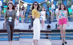 Thí sinh Hoa hậu Biển hăng say tập trước thềm bán kết