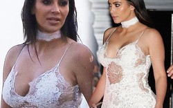 Kim Kardashian lại gây "sốt" với váy mỏng manh