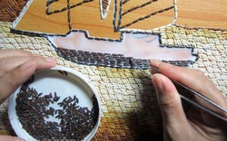 Độc đáo “vẽ” tranh bằng hạt gạo đồng quê