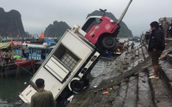 Cứu hộ xe tải 2,5 tấn lao xuống biển tại bến cá chợ Hạ Long