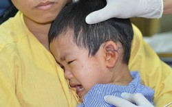 Bé trai 3 tuổi bị tôn cắt ngang vành tai