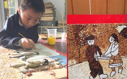 Độc đáo bộ tranh làm từ gạo và đá của học sinh nghèo Hà Giang