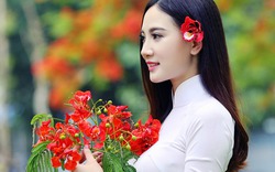Thiếu nữ đẹp như bức tranh bên loài hoa "nữ hoàng tháng 6"