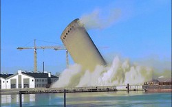 Phá đổ tòa tháp cao 53m ở Đan Mạch và cái kết không ai ngờ