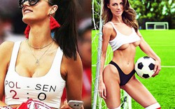 Hoa hậu Euro mặc áo viết tỷ số lên ngực nhưng đội bóng quê hương vẫn thua
