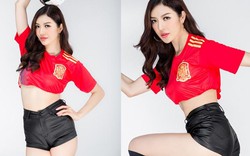 Người đẹp An Giang mặc áo 5cm cổ vũ Tây Ban Nha đá trận quyết định