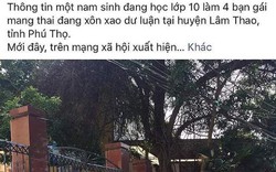 Sở GD-ĐT Phú Thọ đề nghị công an làm rõ tin đồn nam sinh lớp 10 làm 4 bạn nữ có thai