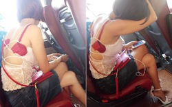 Cô gái mặc hớ hênh trên xe khách khiến người xung quanh “đỏ mặt”