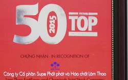 Lâm Thao vào top “50 Công ty kinh doanh hiệu quả nhất Việt Nam” 2015 