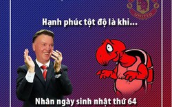 ẢNH CHẾ: M.U ăn may, Van Gaal được “cụ Rùa” mừng sinh nhật