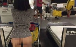 Thiếu nữ TQ "quên" mặc quần đi mua sắm ở siêu thị