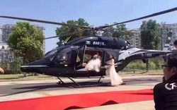 Cặp đôi TQ vung tiền thuê trực thăng đưa đến đám cưới