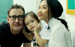 Chồng Tây và con gái "hộ tống" Đoan Trang đi diễn